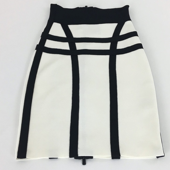 Herve Leger Bandage Pencil Skirt XS Black White - Picture 3 of 7